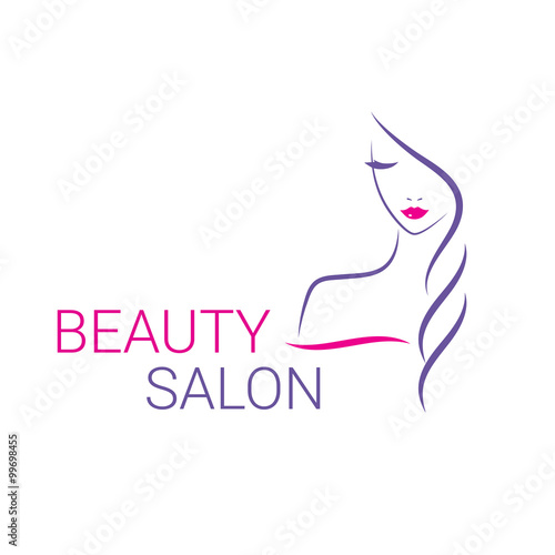 Beautiful woman vector logo template for hair salon, beauty salon, cosmetic procedures, spa center.
