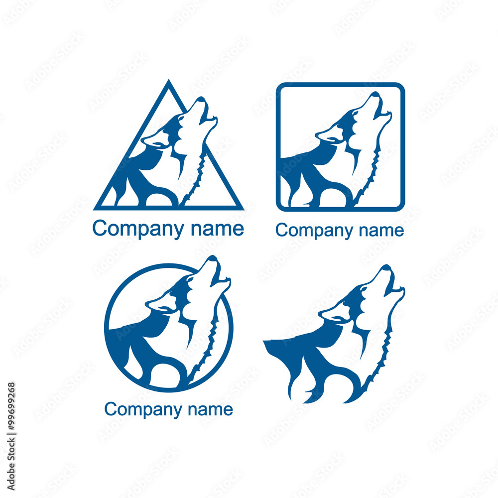 Naklejka premium Set of logos with a wolf head