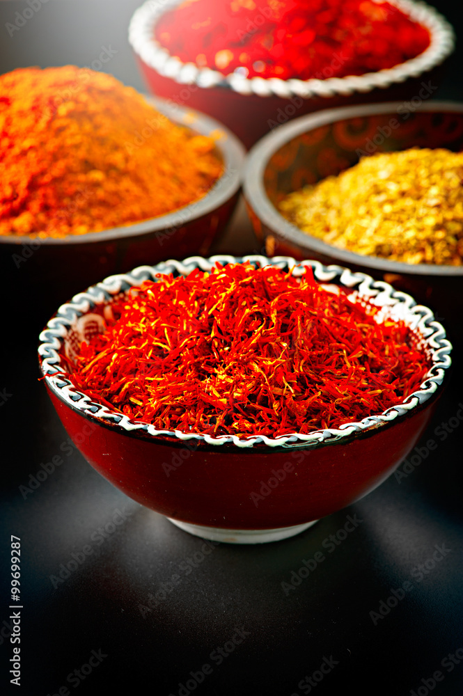 Spice. Various spices over black background Spice. Various spices over black background