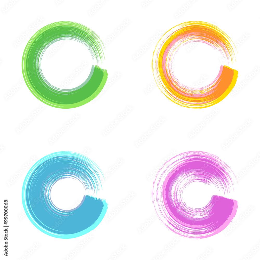 Brush stroke round design elements Brush stroke round design elements