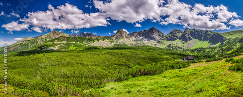 Panorama of the Tatras from a mountain trail