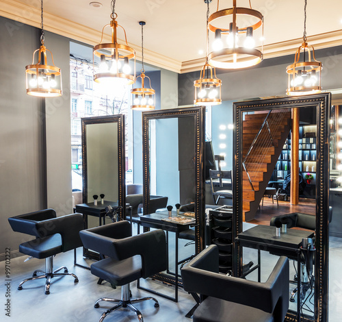 Client's chair in barber shop.