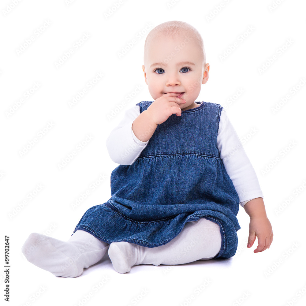 cute baby girl toddler sitting isolated on white cute baby girl toddler sitting isolated on white