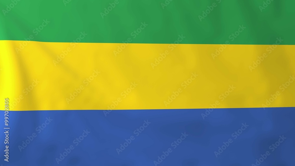 Flag of Gabon, slow motion waving. Rendered using official design and colors. Flag of Gabon, slow motion waving. Rendered using official design and colors.