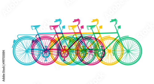 Retro bike concept silhouette bicycle colorful
