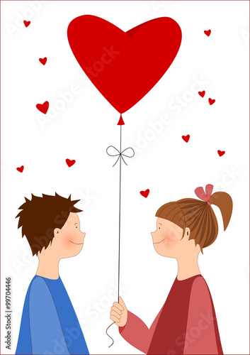 bambini innamorati con palloncino