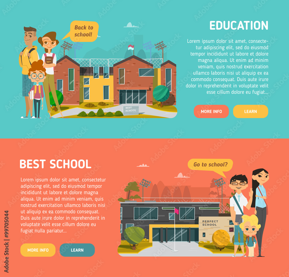 Fototapeta premium School horizontal banner 