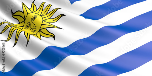 Flag of Uruguay waving in the wind. photo