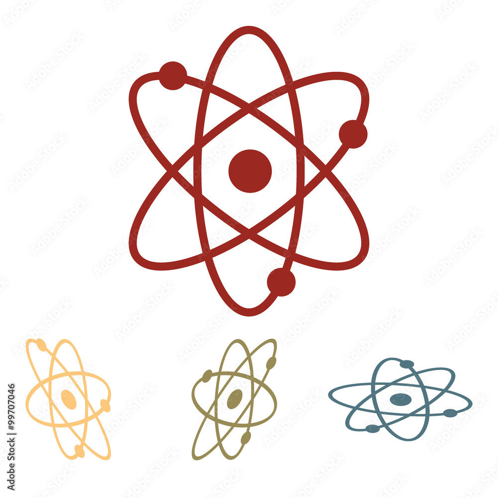 Atom icon. Vector illustration set. Isometric effect Atom icon. Vector illustration set. Isometric effect
