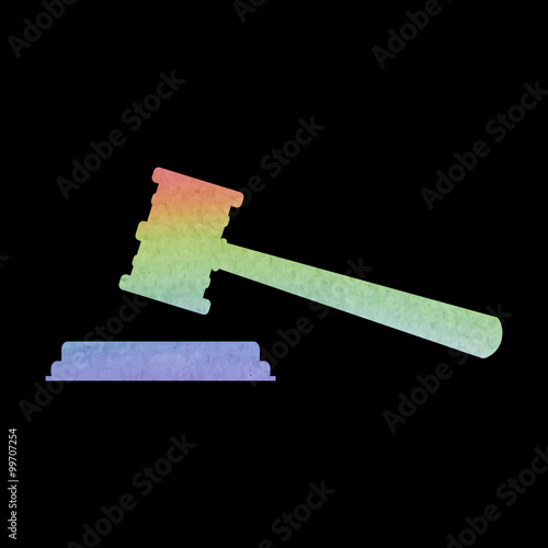 Justice hammer vector icon. Watercolor effect