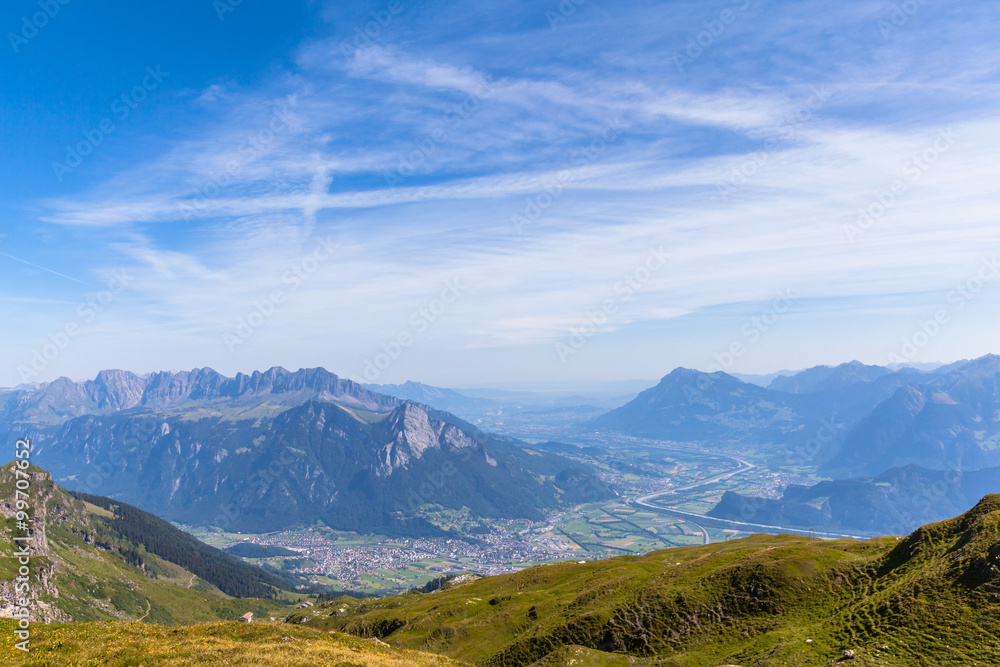 Panorama view of Alps in eastern Switzerland