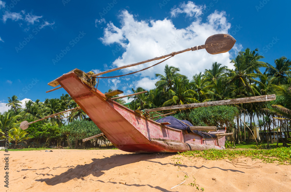 Fototapeta premium Boat on the beach. Sri-Lanka