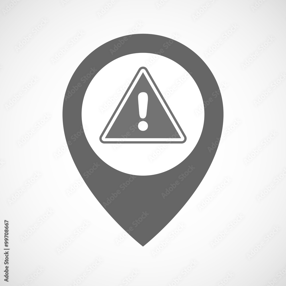 Isolated map marker with a warning signal Isolated map marker with a warning signal