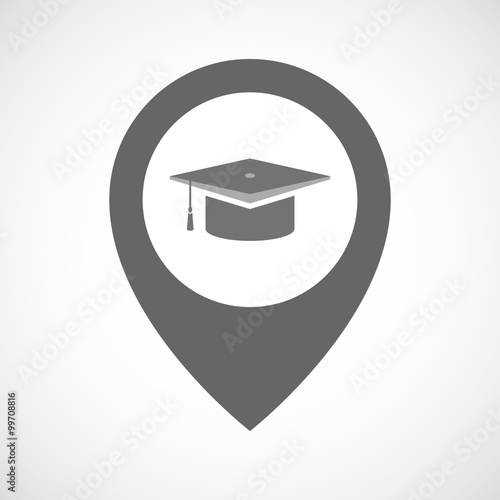 Isolated map marker with a graduation cap