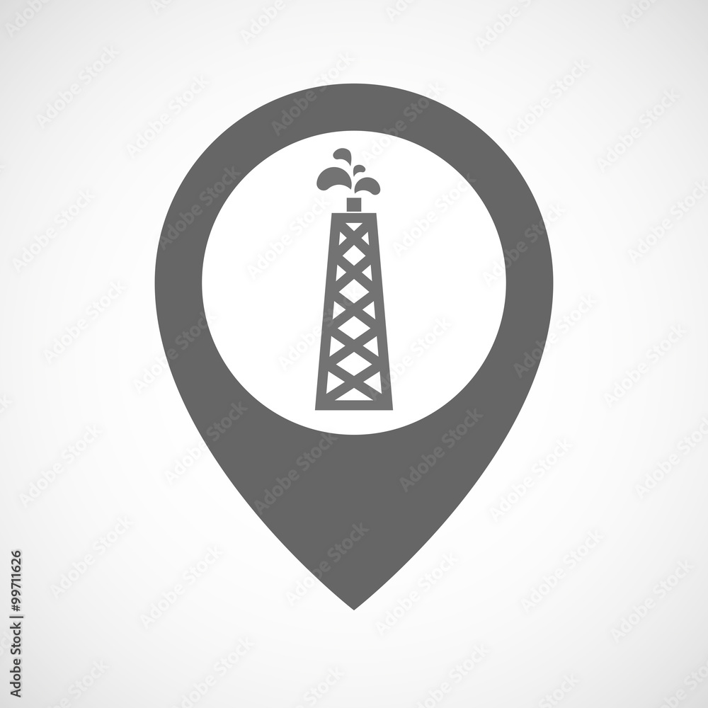 Isolated map marker with an oil tower Isolated map marker with an oil tower