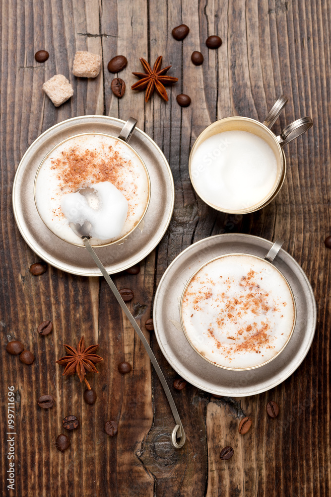 Coffee cappuccino. Top view Coffee cappuccino. Top view