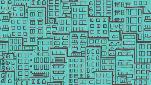 Seamless houses pattern