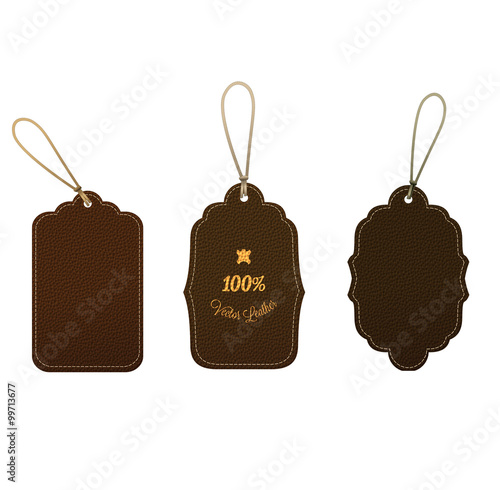 Set of Different  Leather Vector Tags