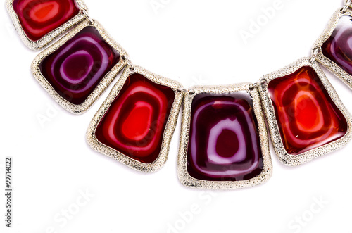 color necklace closeup on a white background