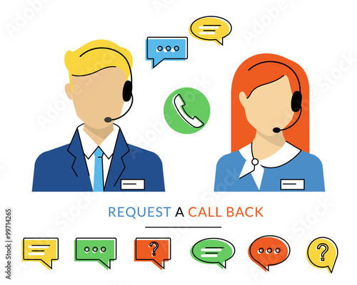 Female and male call centre operator