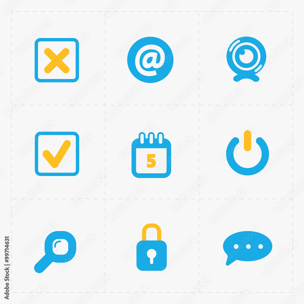 Modern colorful flat social icons set on White Modern colorful flat social icons set on White