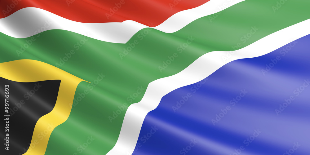 Flag of South Africa waving in the wind.