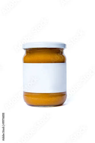 Jar of squash caviar isolated