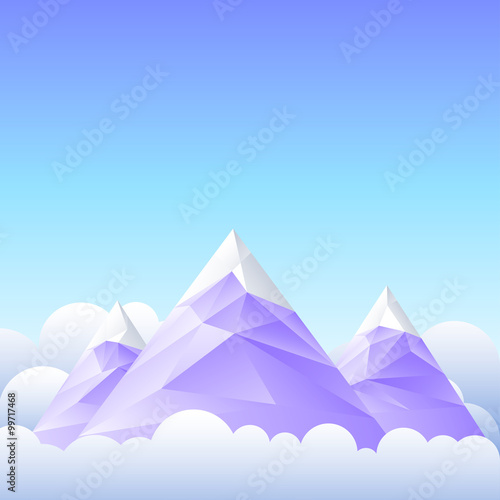 Vector illustration of mountain peaks and the sky. © thruer