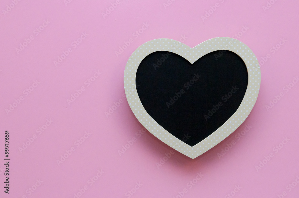 Heart black board on pink