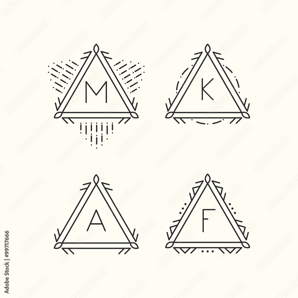 Monogram design template. Set of vector borders. Monogram design template. Set of vector borders.