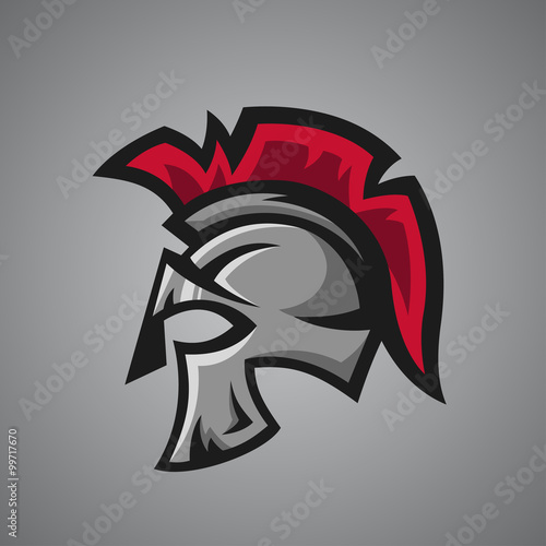 Vector illustration of spartan helmet. Sport mascot.
