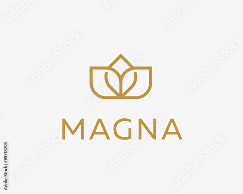 Abstract flower logo icon design. Elegant crown line symbol. Universal premium vector sign.