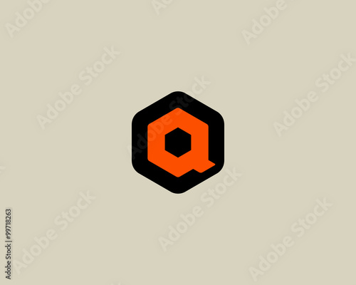 Abstract letter A Q logo design template. Colorful creative hexagon sign. Universal vector icon.