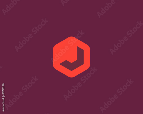Abstract letter J logo design template. Colorful creative hexagon sign. Universal vector icon.