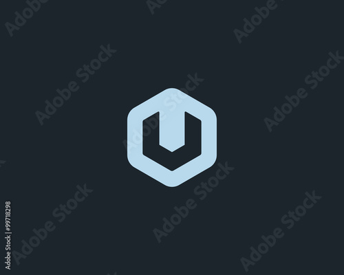 Abstract letter V U logo design template. Colorful creative hexagon sign. Universal vector icon.