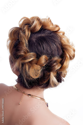 female hairstyle rear view isolated