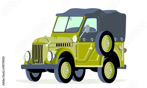 Caricatura GAZ 69M - Carpati  M461 marrón carpado cerrado vista frontal y lateral