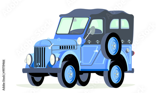 Caricatura GAZ 69M - Carpati  M461 azul carpado cerrado vista frontal y lateral