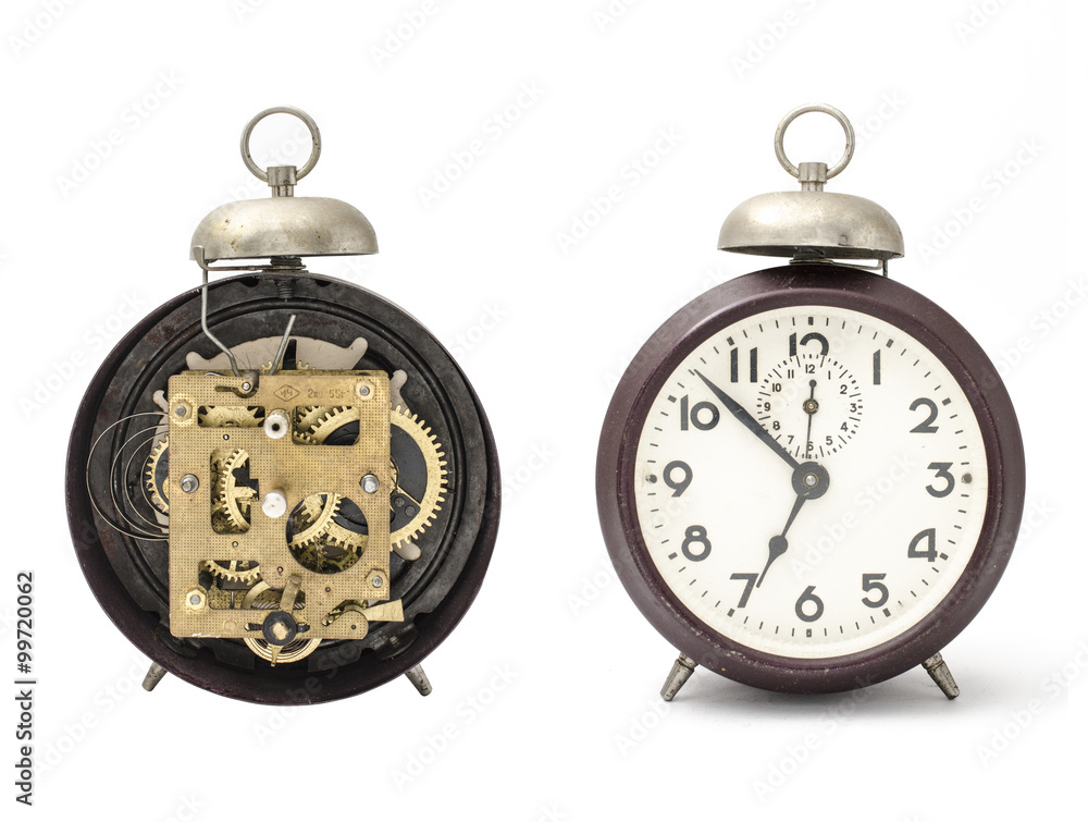 retro alarm clock isolated on white retro alarm clock isolated on white
