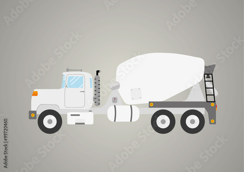 concrete mix truck flat industry car heavy vehicle isolated vector illustration