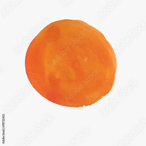Orange watercolor circle, vector design element