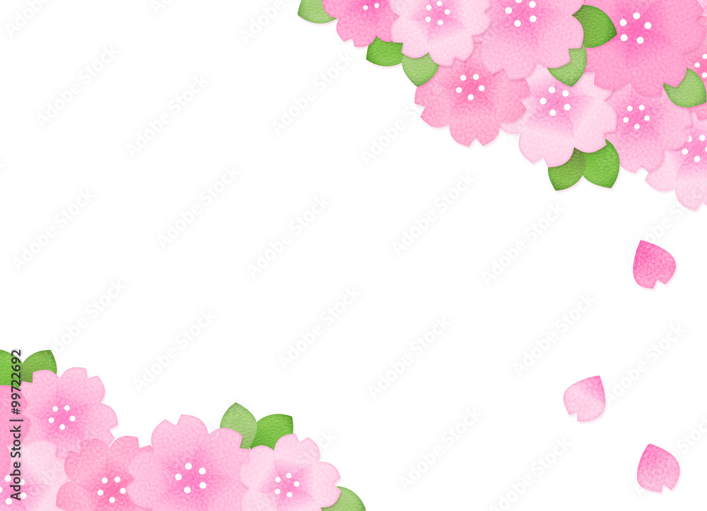 桜のイラスト コピースペース 横長 白背景 Stock イラスト Adobe Stock