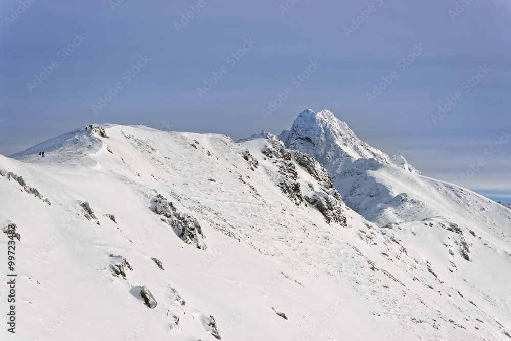 On top of Kasprowy Wierch in Zakopane in Tatras in winter