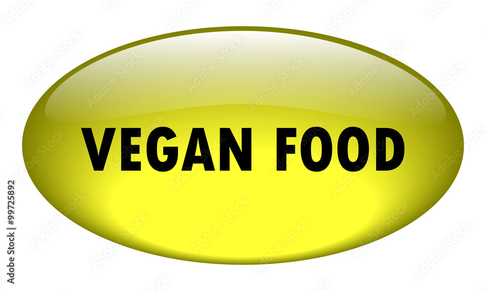 VEGAN FOOD, bright yellow color, modern oval glossy push button, new gel like style, isolated on white background, fully editable vector illustration EPS 10 VEGAN FOOD, bright yellow color, modern oval glossy push button, new gel like style, isolated on white background, fully editable vector illustration EPS 10