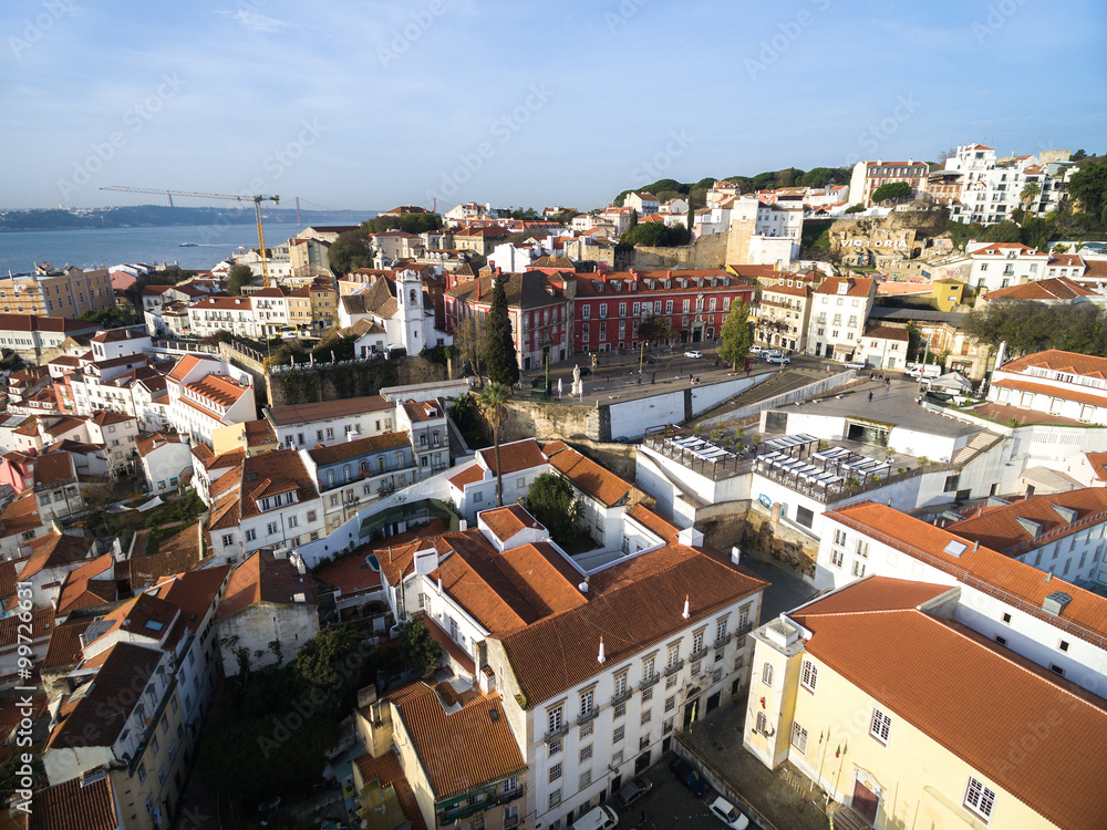 Aerial View Alfama, Lisbon, Portugal