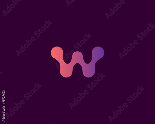 Abstract letter W logo icon vector design. Universal colorful biotechnology molecule atom dna chip symbol. Medicine, science, technology, laboratory, electronics logotype.