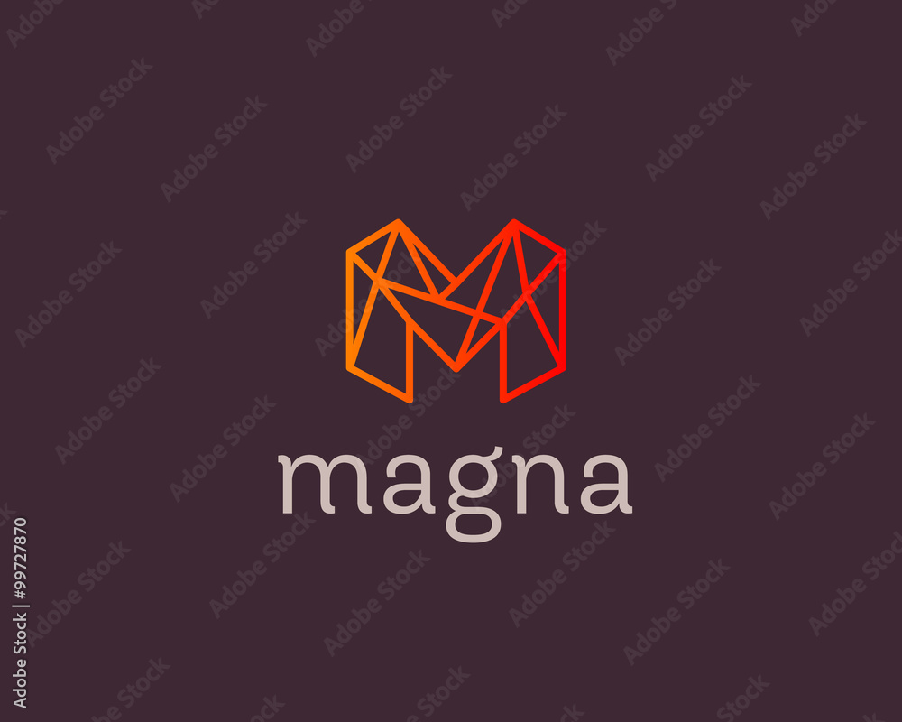 Abstract trend letter M logo design template. Colorful structure