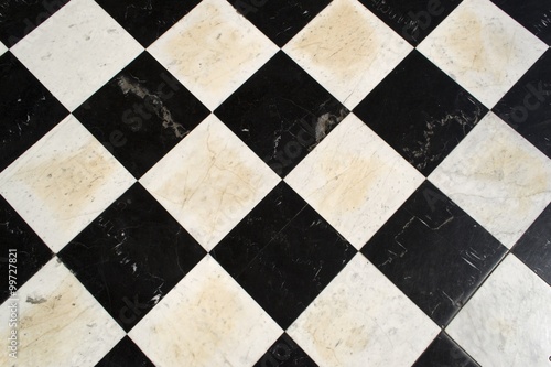 Black and white floor tiles checkered background