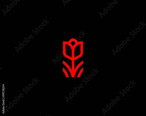 Abstract flower book logo icon vector design. Elegant tulip premium symbol. 