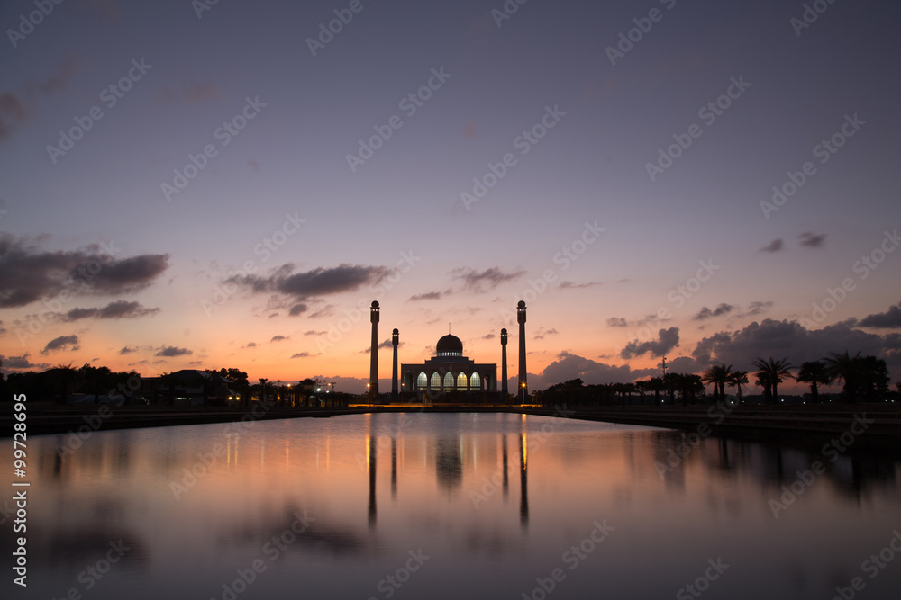 The twilight view of Thailand mosque